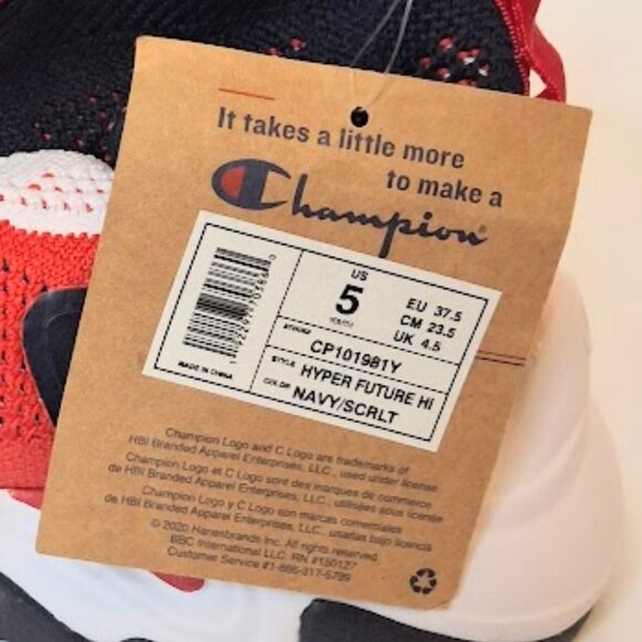 NEW CHAMPION Hyper Future Hi Pull on Sneaker from Finish Line Big Kids Size 5 - Picture 7 of 8